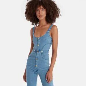 FINDERS KEEPERS Mia Denim Jumpsuit • Size S • Stretch • Flare
